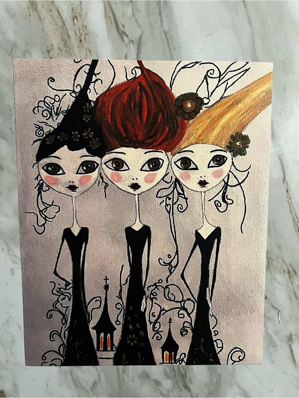 Soul Sisters Signed Gothic Halloween Art Print 8x10